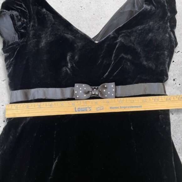 Bloomingdale's Mini Dress Velvet Silk Blend V-Neck‎ Back Zip Sleeveless Black 6P - Picture 4 of 7
